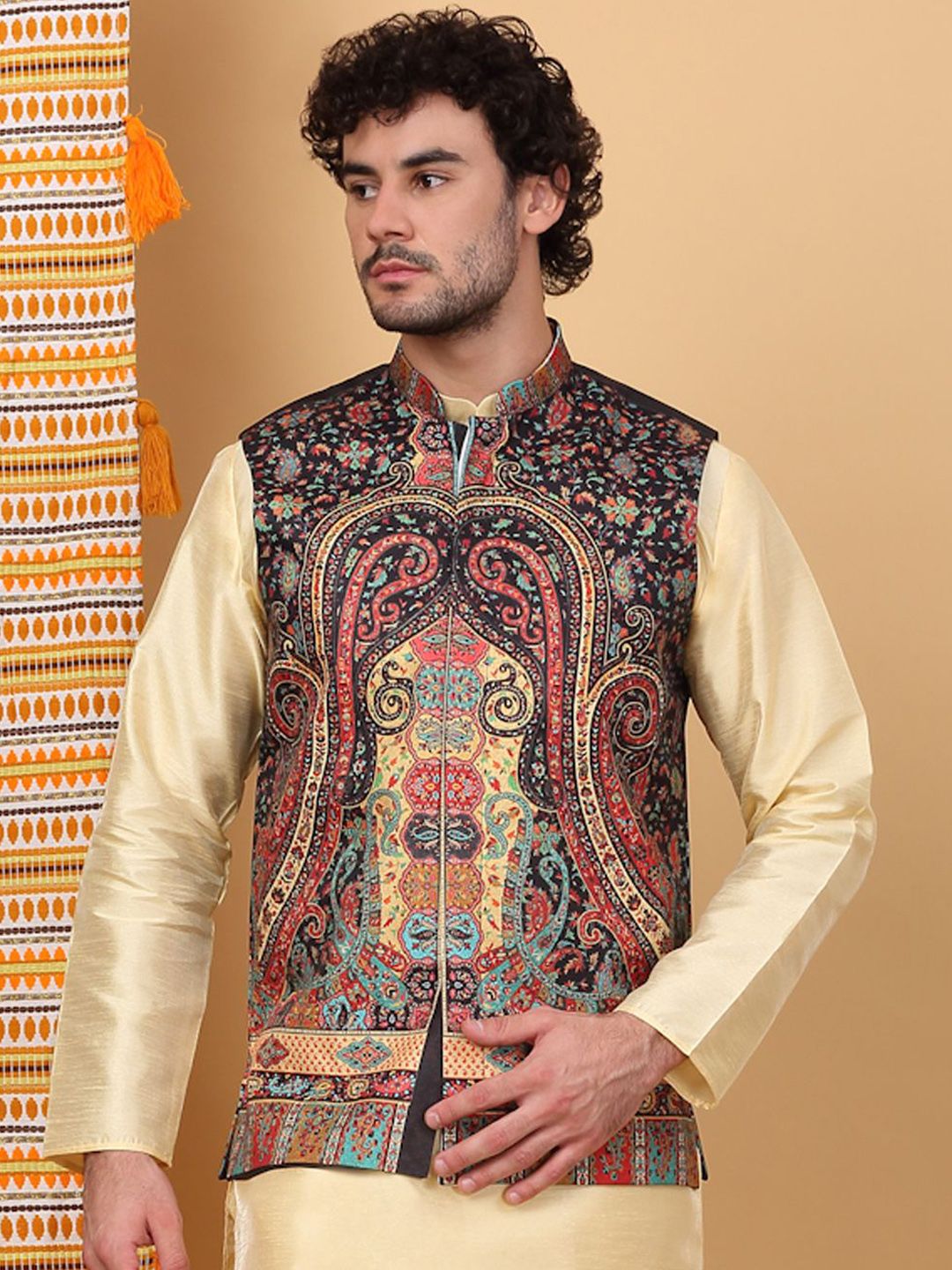 KRAFT INDIA LUXE Paisley Printed Woven Nehru Jackets