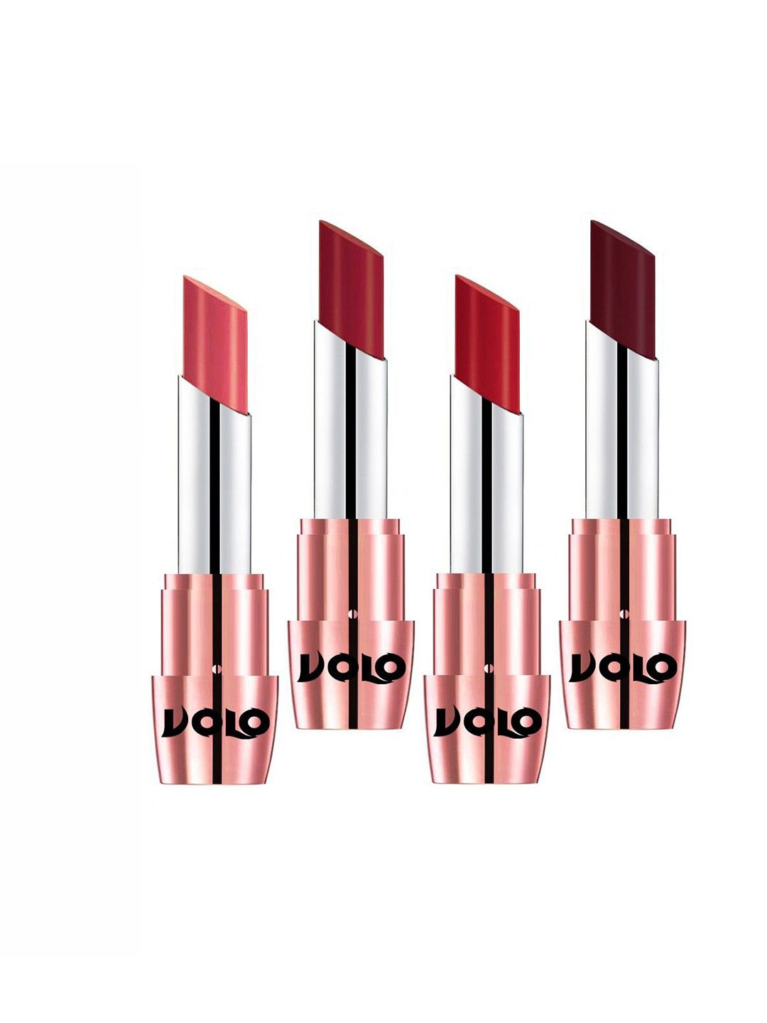 VOLO Set Of 4 Creme Matte Lipsticks - 3.5 g Each - Tomato Red-Red-Maroon-Dark Peach