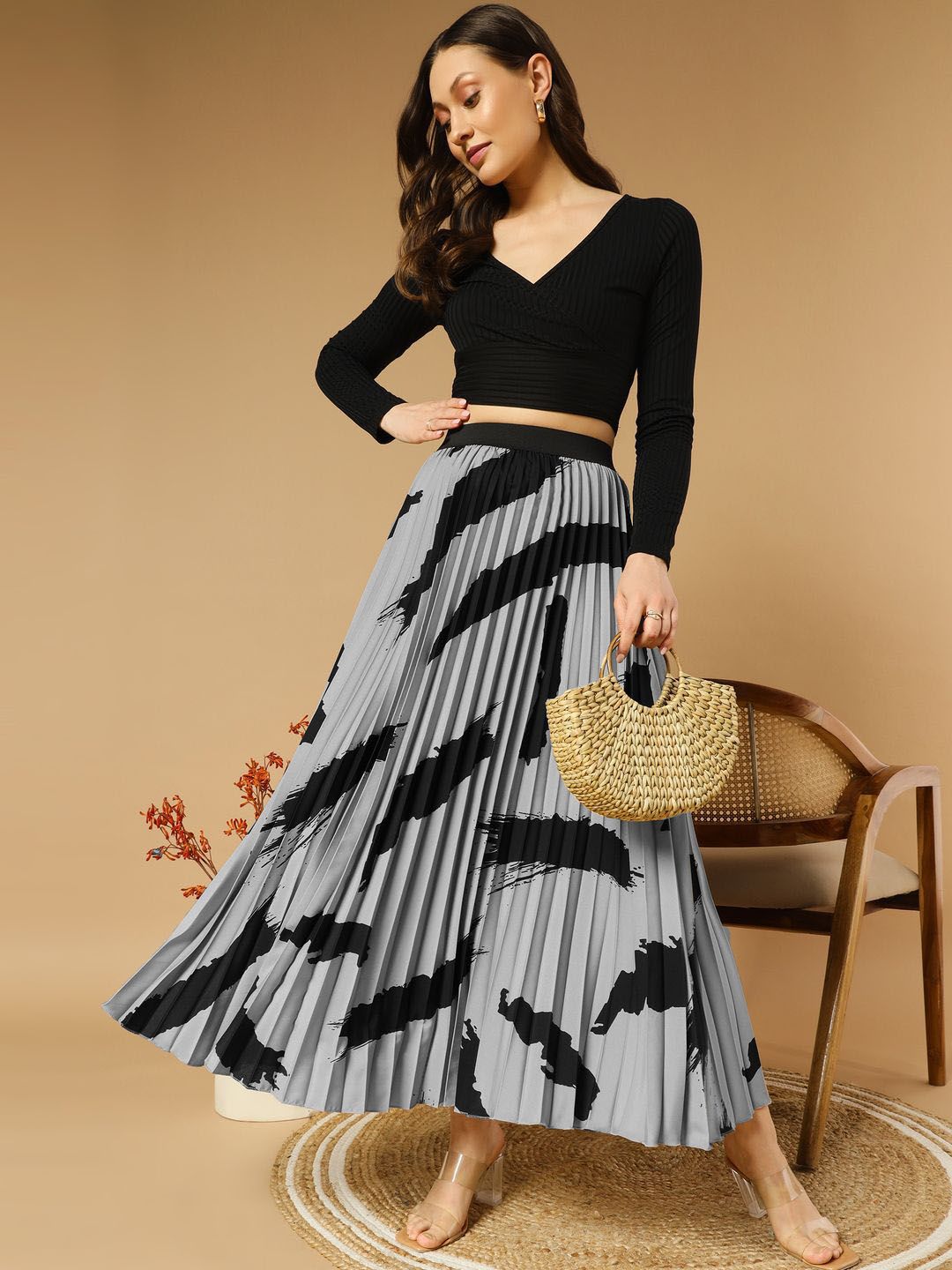 Buy ZWERLON Women Flared Slip-On Maxi Skirt - Skirts for Women