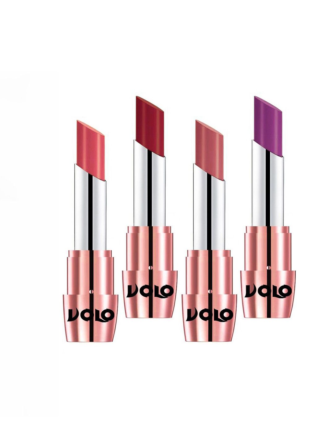 VOLO Set Of 4 Creme Matte Lipsticks - 3.5 g Each - Purple-Light Peach-Red-Dark Peach