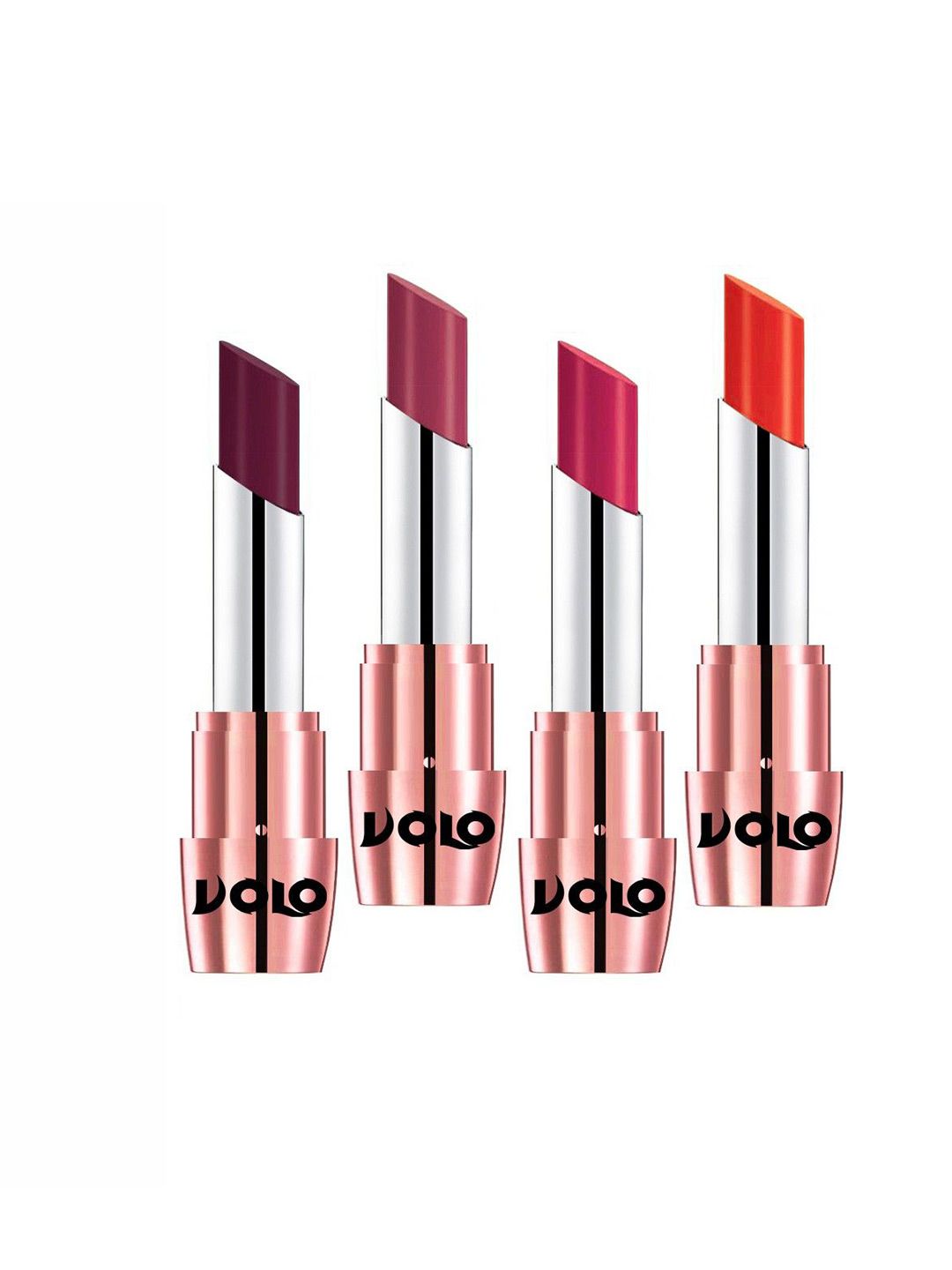 VOLO Set Of 4 Creme Matte Lipsticks - 3.5 g Each - Coral-Wine-Passion Pink-Rose Pink