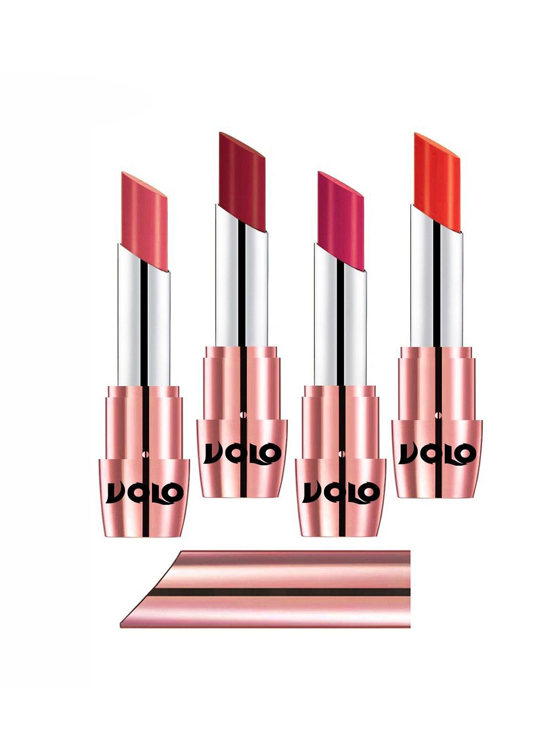 VOLO Set Of 4 Creme Matte Lipsticks - 3.5 g Each - Coral-Red-Dark Peach-Passion Pink