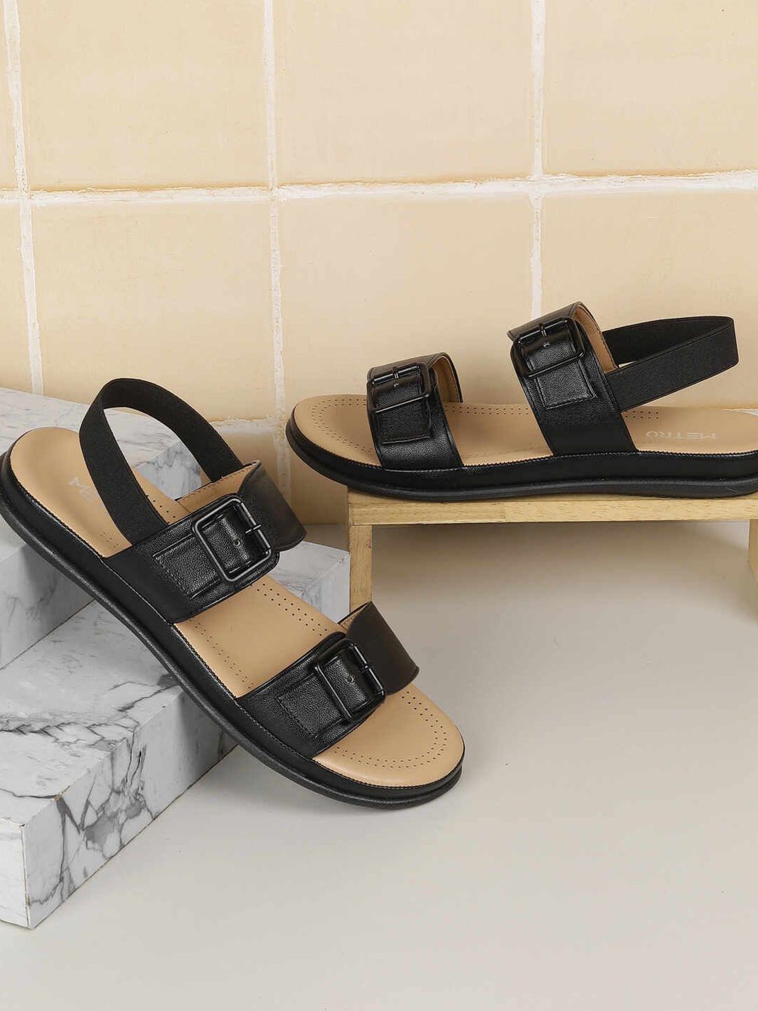 Metro Metro Women Solid Open Toe Flats with Buckles
