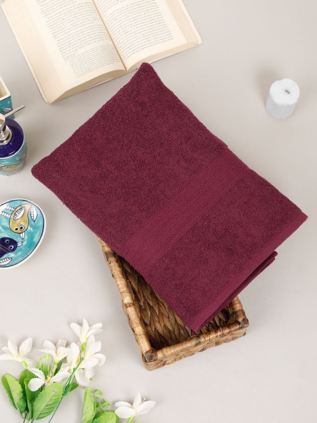 Creeva Comfort Living Maroon Cotton 550 GSM Bath Towel