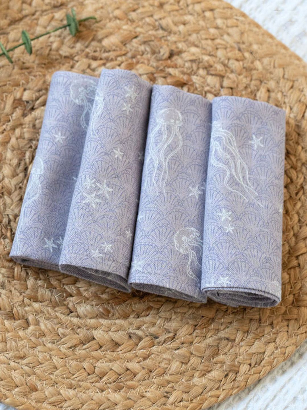 cocoon care Green & White 4 Pieces Printed Bamboo 110 GSM Face Towels