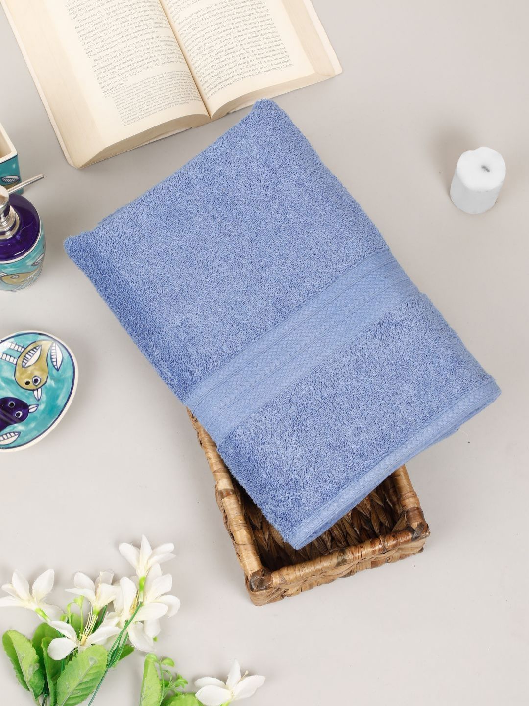 Creeva Classic Blue Cotton 550 GSM Bath Towel
