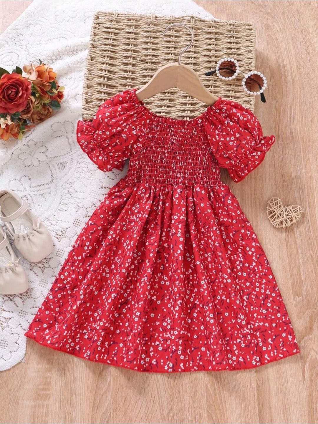 Buy BAESD Girls Floral Printed Smocked Fit & Flare Midi Dress - Dresses for  Girls 34769509 | Myntra