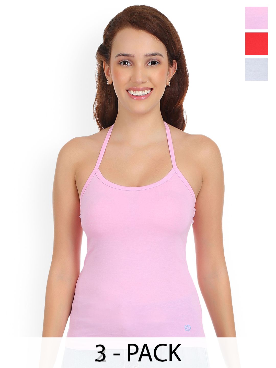 SELFCARE Women Pack Of 3 Cotton Halter Neck Camisoles