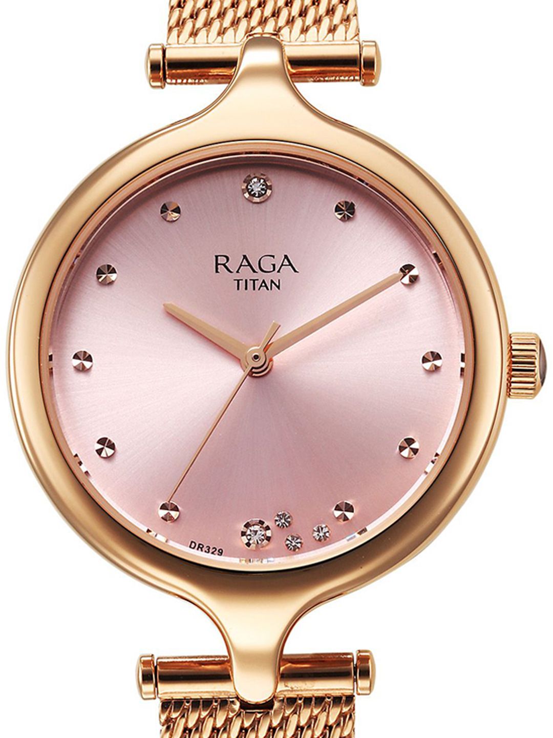 Brass Embellished Dial & Stainless Steel Bracelet Style Straps Analogue Watch 95268WM01