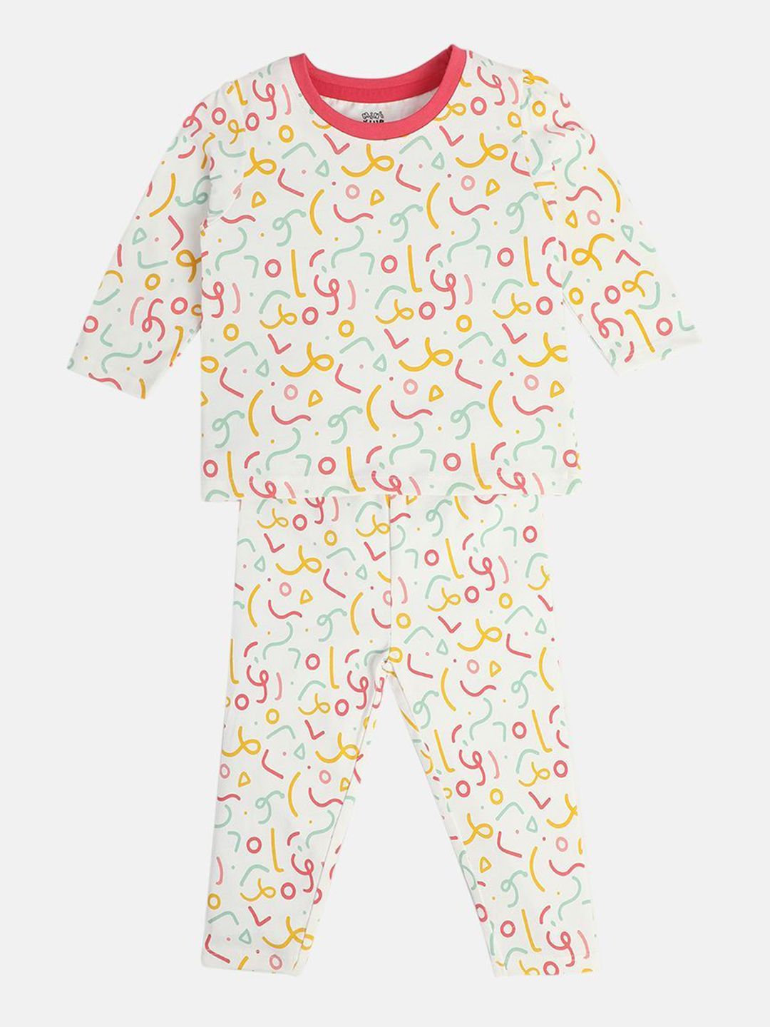 MINI KLUB Girls Printed Pure Cotton Top With Leggings