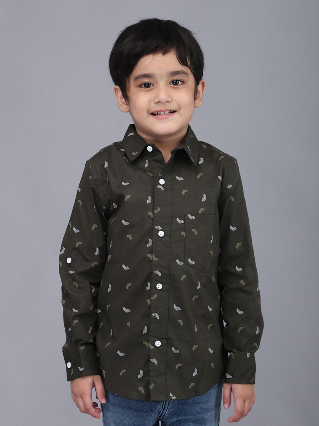 Biglilpeople Boys Standard Spread Collar Conversational Printed Cotton Casual Shirt