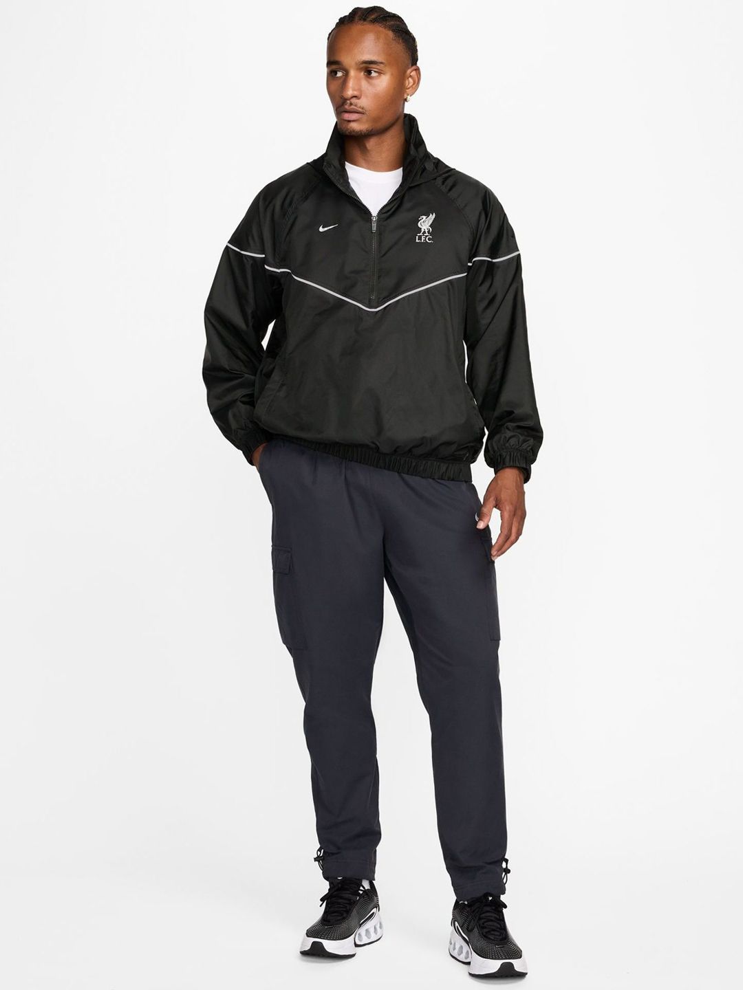 lfc nike mens coaches collection black windrunner jacket