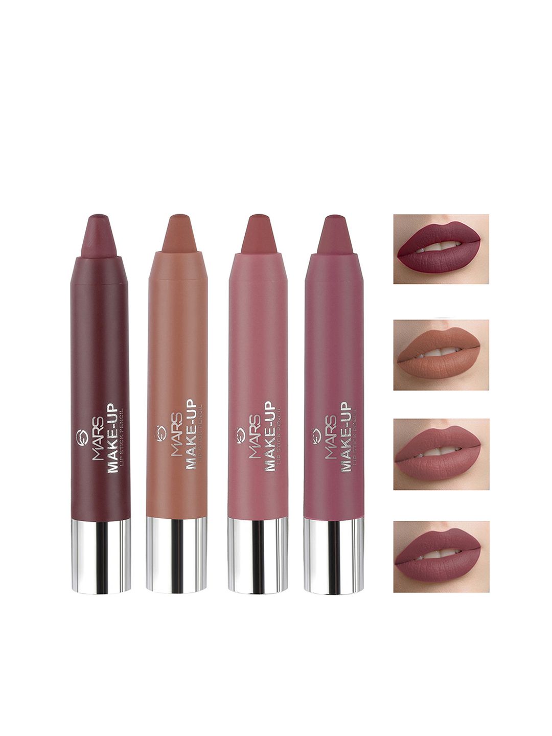 MARS Set of 4 Smooth & Pigmented Lipstick Pencil 3.6 g Each - Shade-F