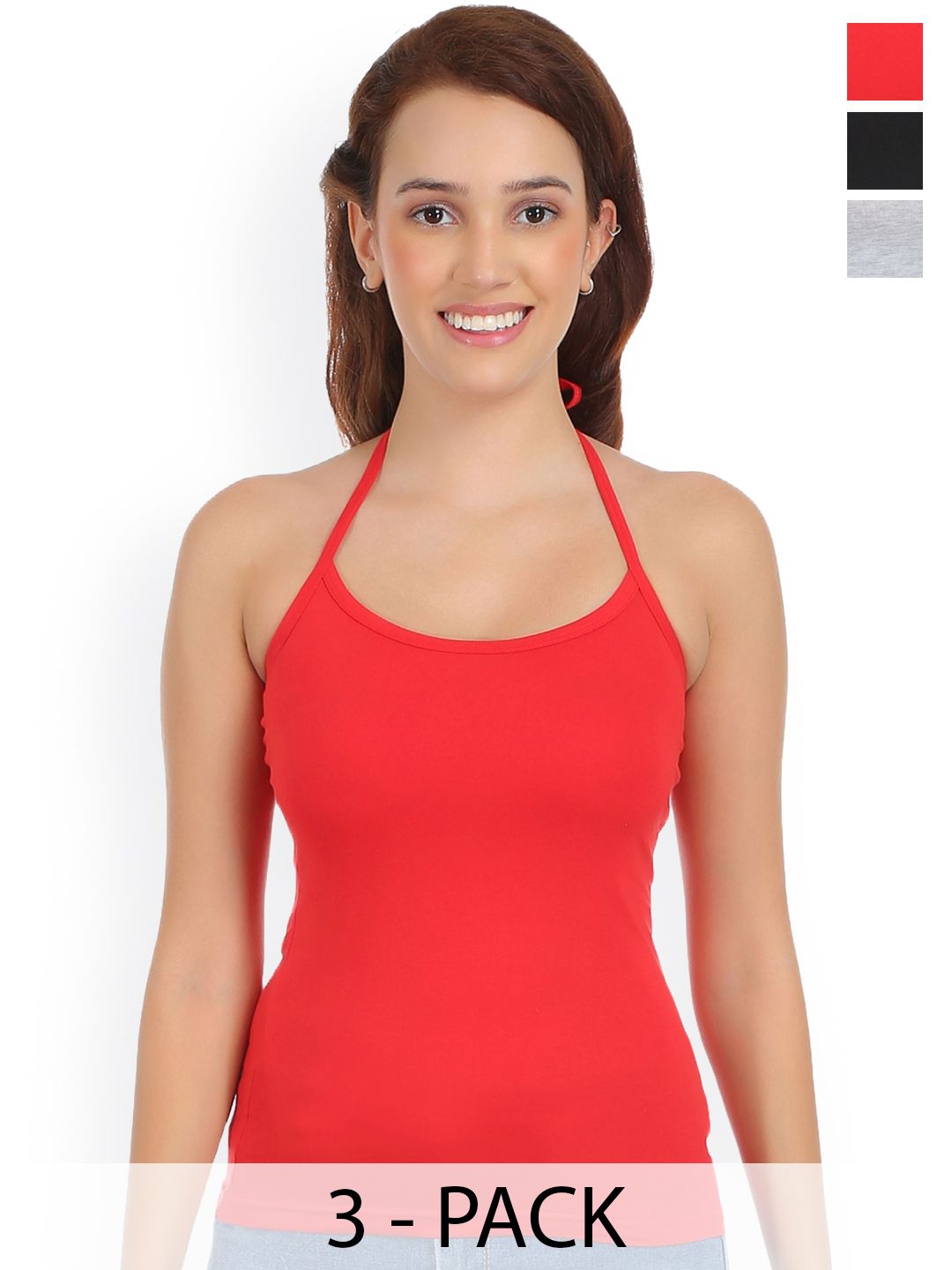 SELFCARE Pack Of 3 Solid Cotton Camisoles