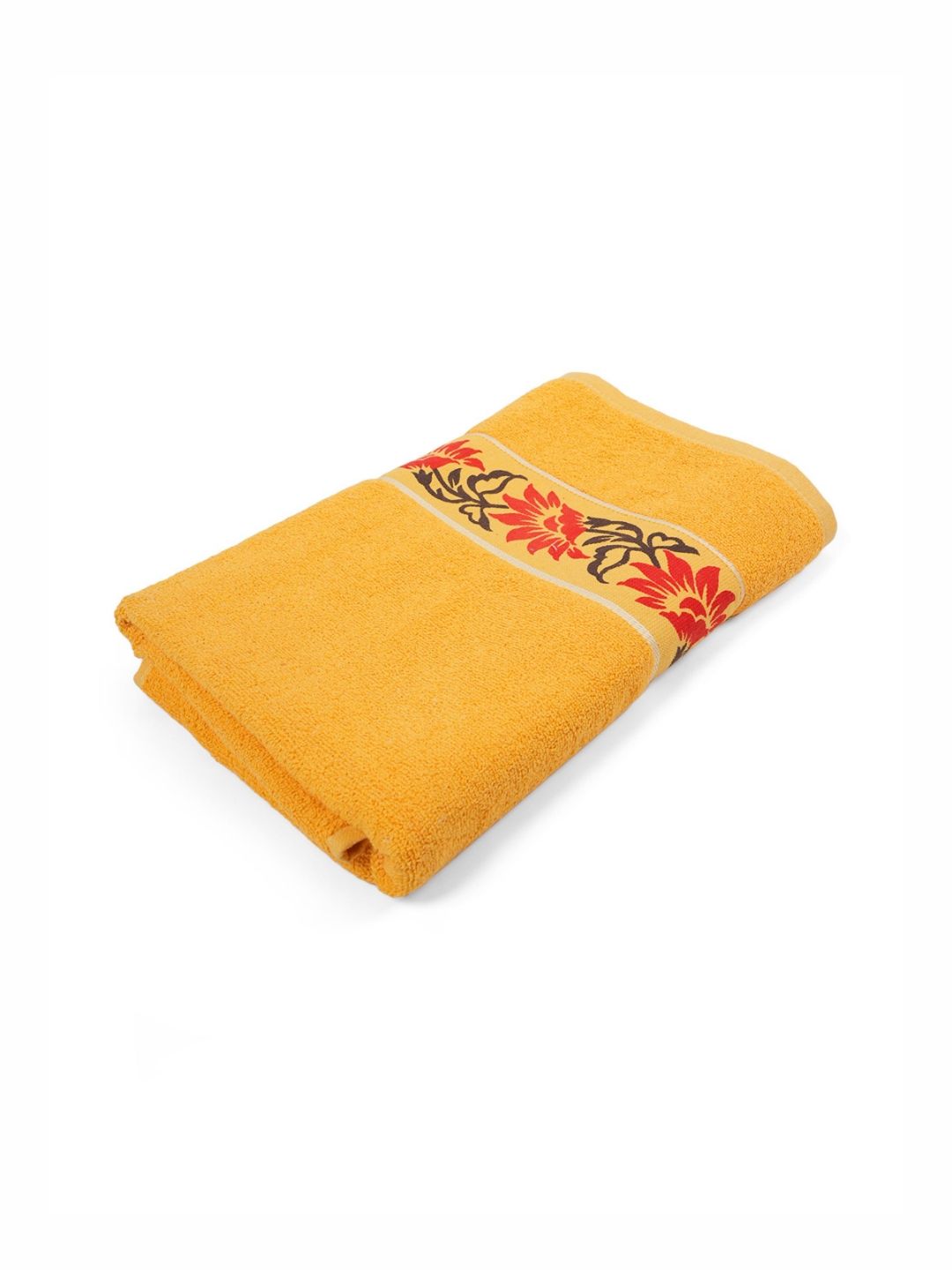 Style Shoes Yellow & Red 1 Printed Cotton 450 GSM Bath Towel