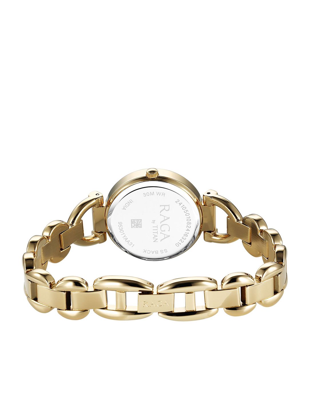 Brass Embellished Dial & Stainless Steel Bracelet Style Straps Analogue Watch 95301YM01