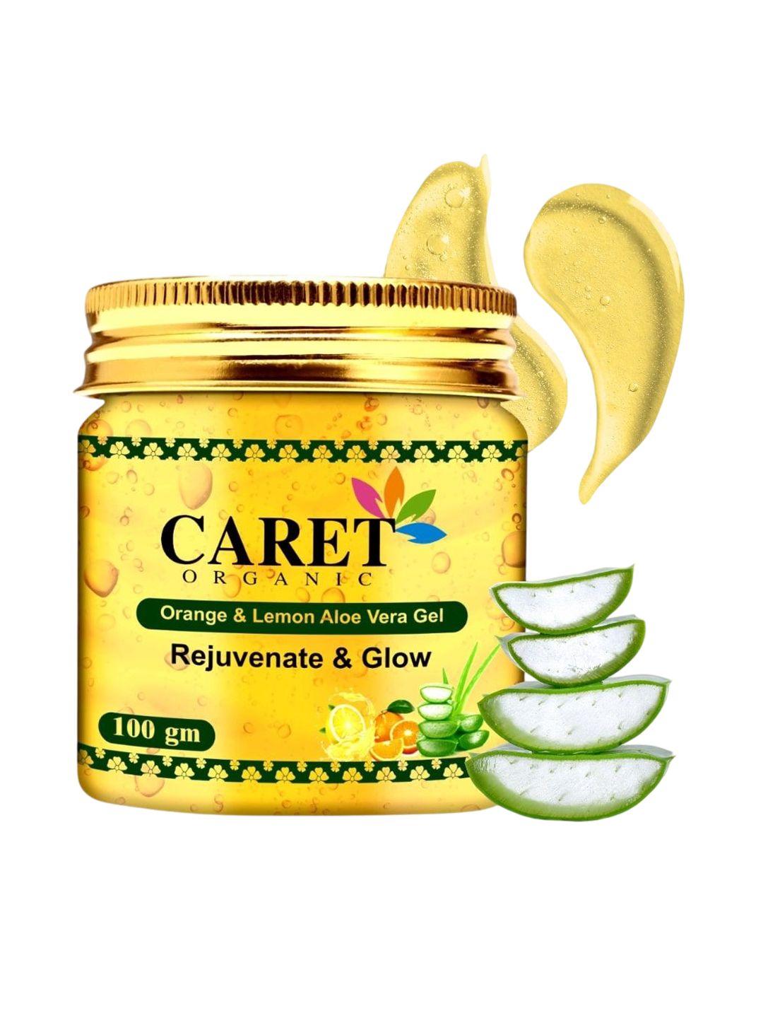 CARET ORGANIC Set Of 3 Orange & Lemon Aloevera Gel For Rejuvenate & Glow-100g Each