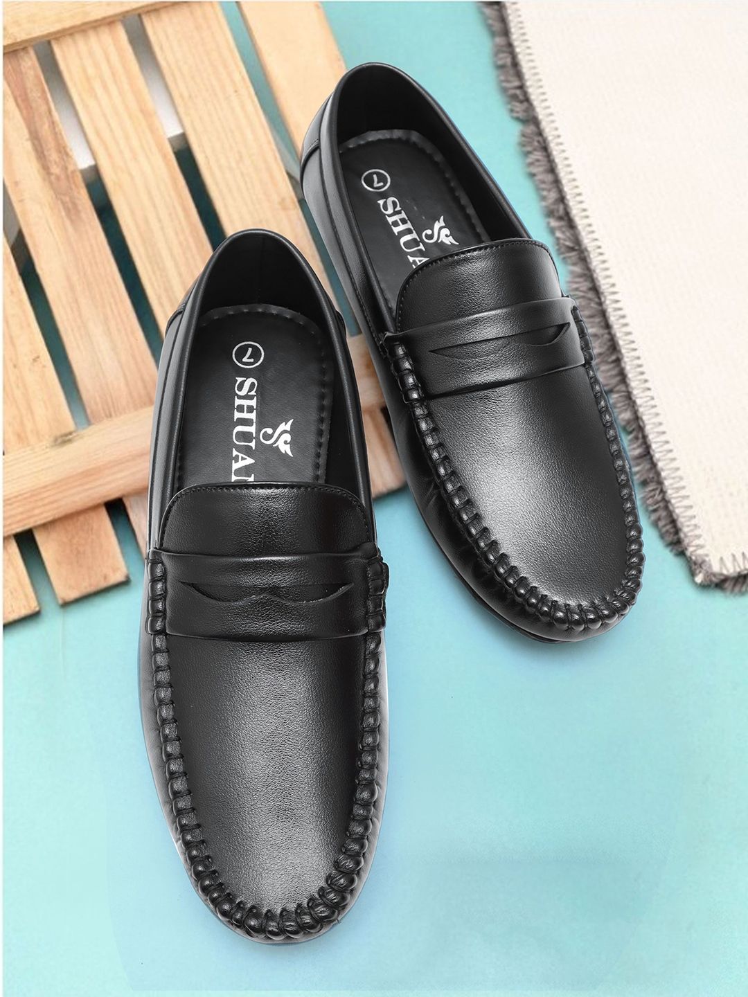 SHUAN Men Solid Slip-On Loafers