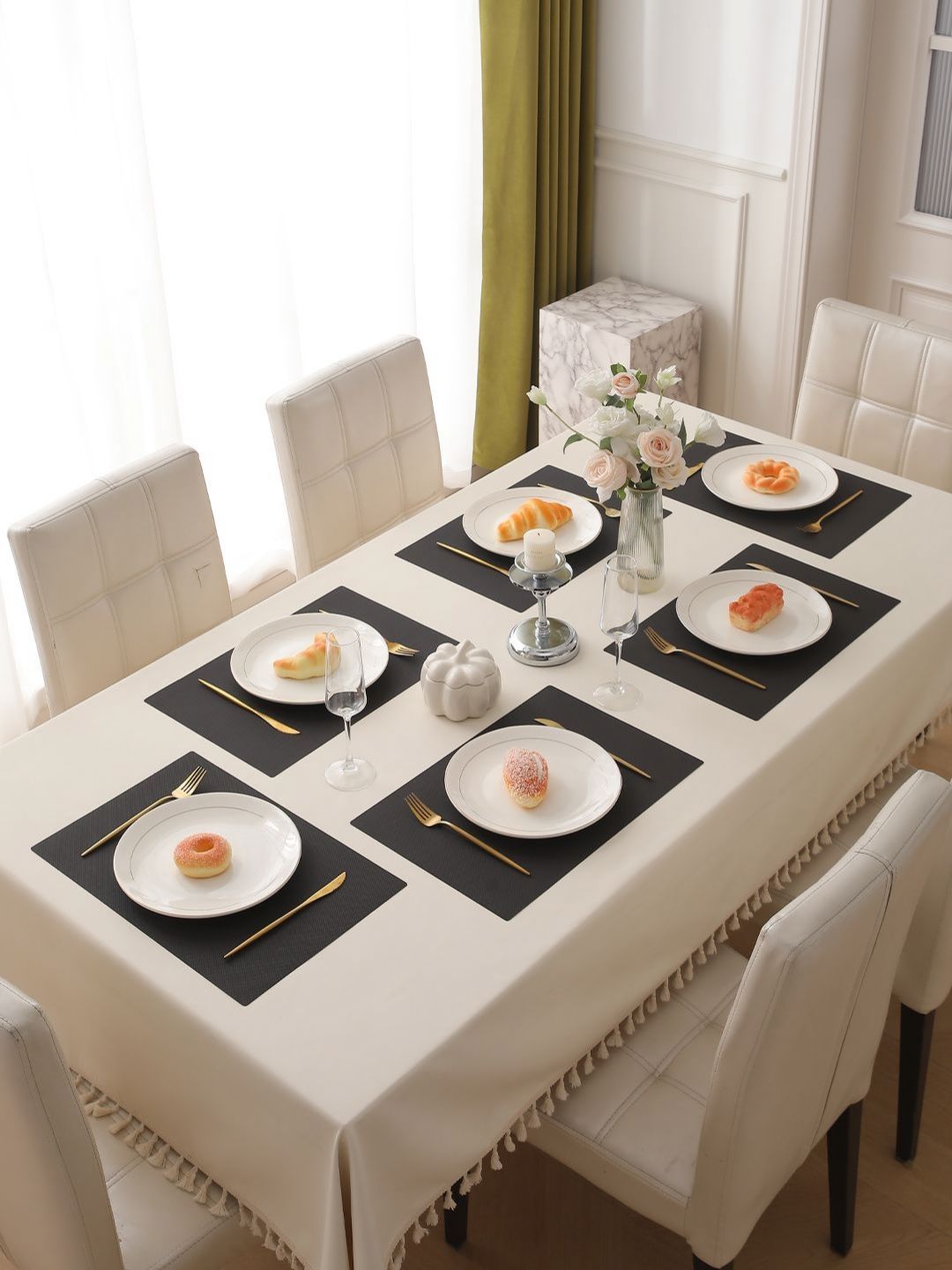 HOKIPO 6 Pcs Brown Textured Table Waterproof Placemats