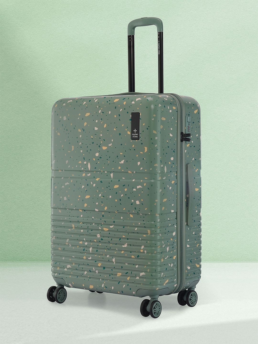 Buy Nasher Miles Terrazzo Polycarbonate Large Green Trolley Bag