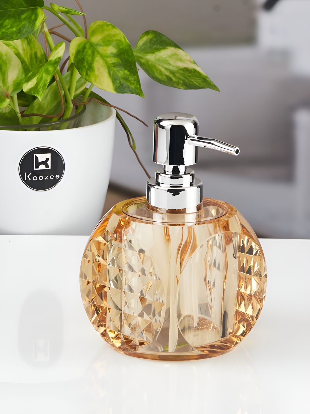 Kookee Brown Abstract Plastic Soap Dispenser