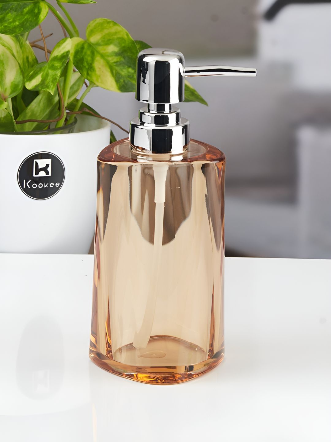 Kookee Brown Abstract Plastic Soap Dispenser