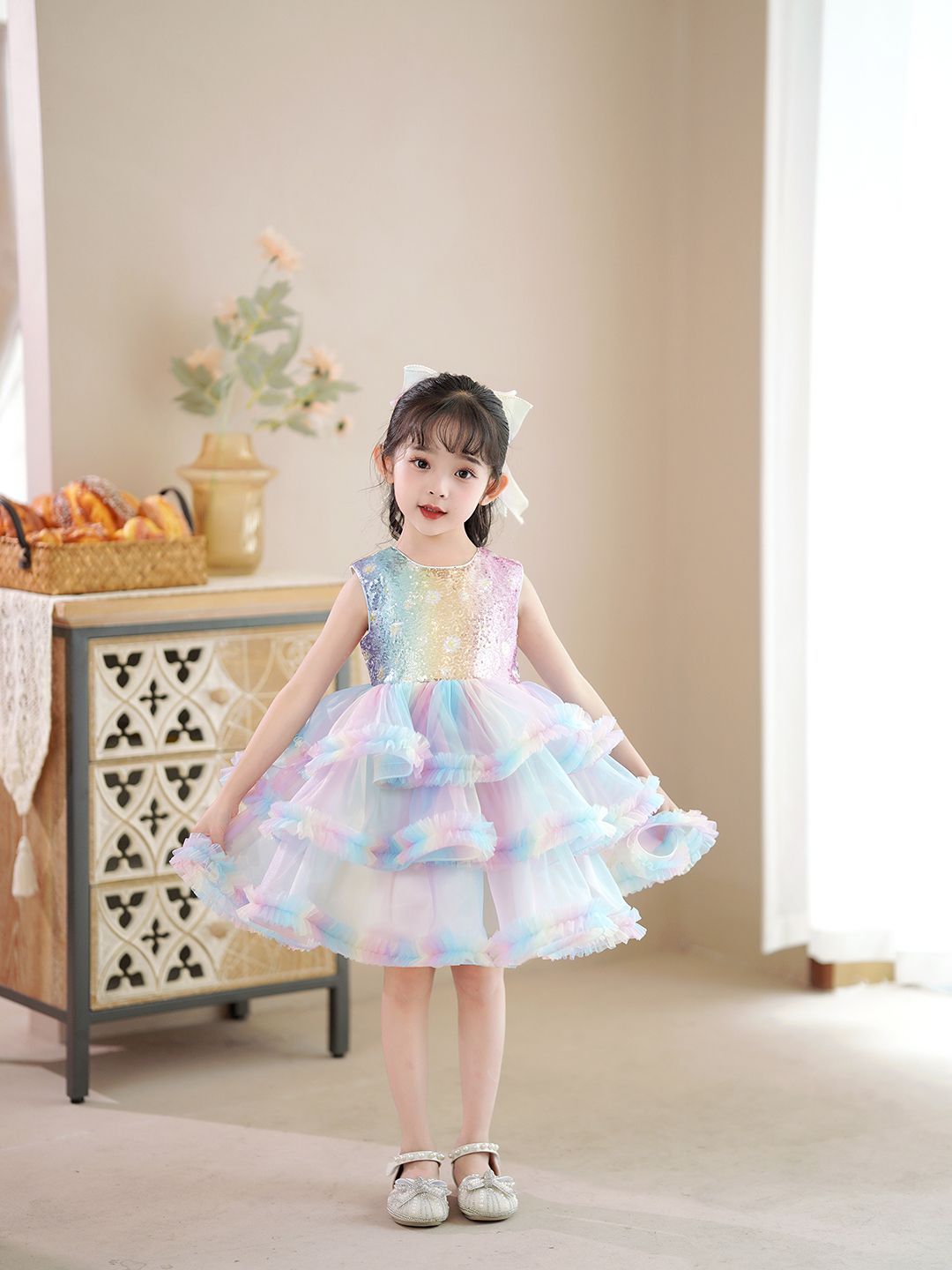 JC SPARKLE Girls Print Fit and Flare Dress