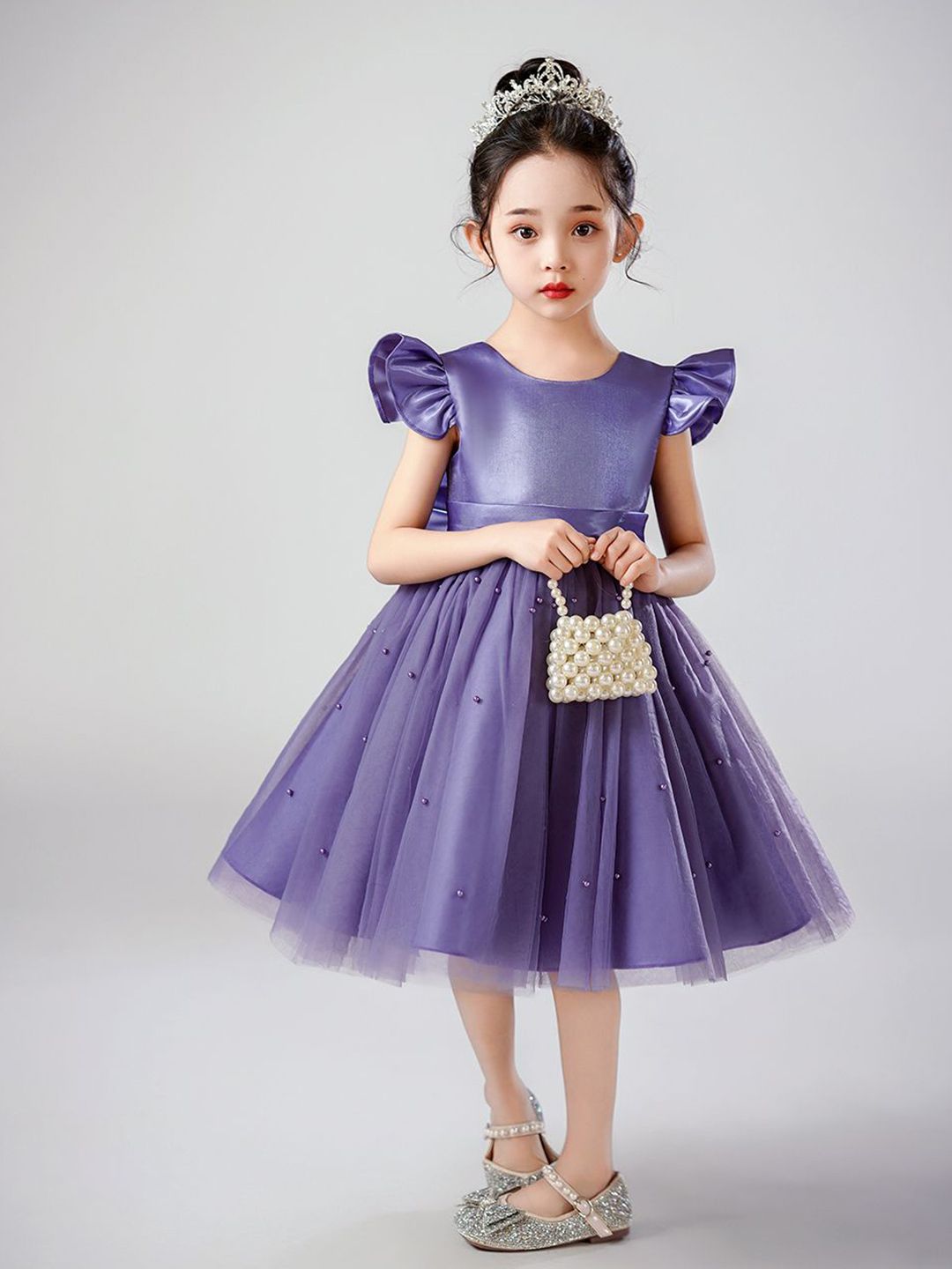 JC SPARKLE Girls Flutter Sleeve Fit & Flare Dress