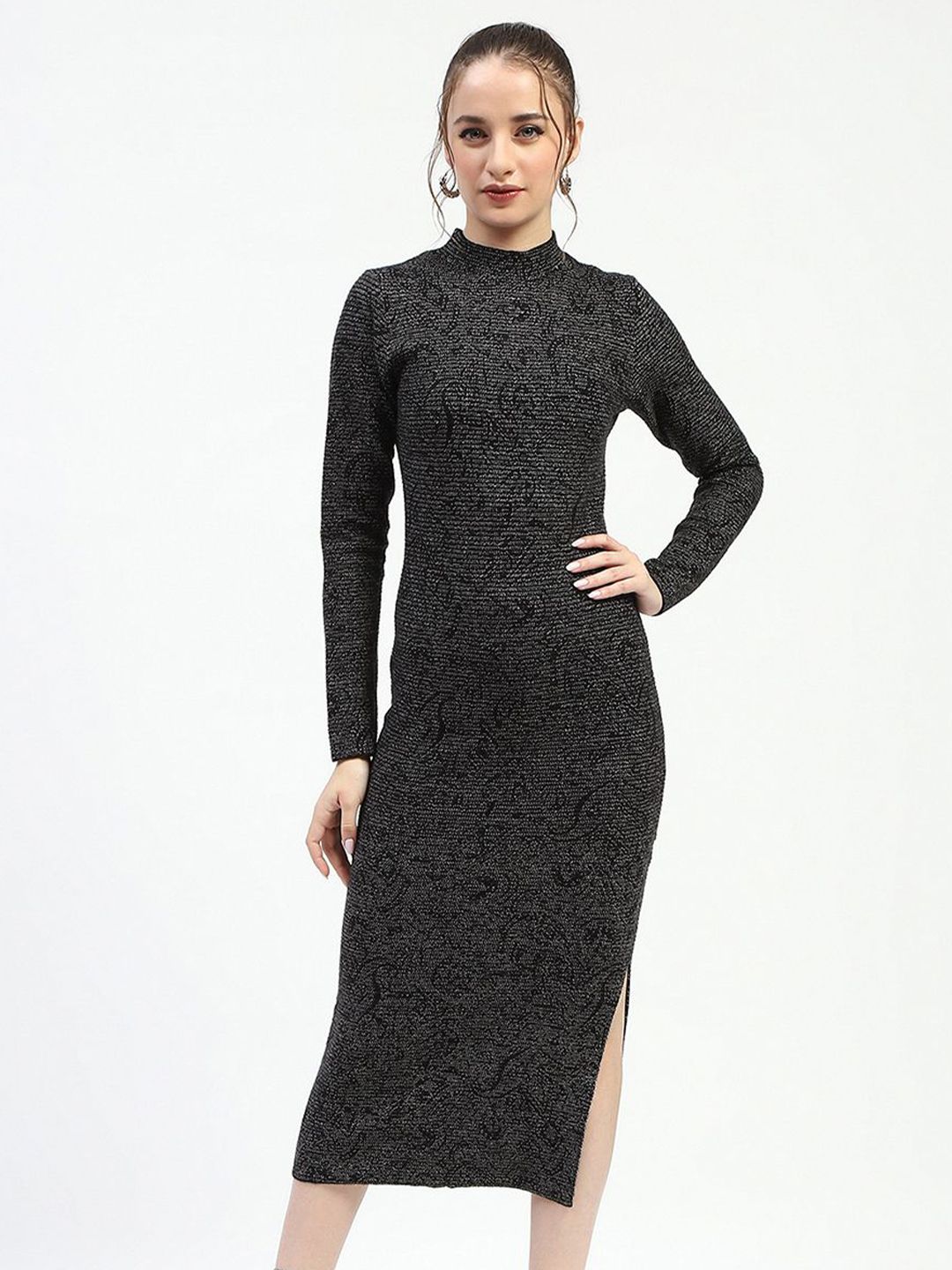 Madame Madame Women Self-Design Sheath Midi Dress