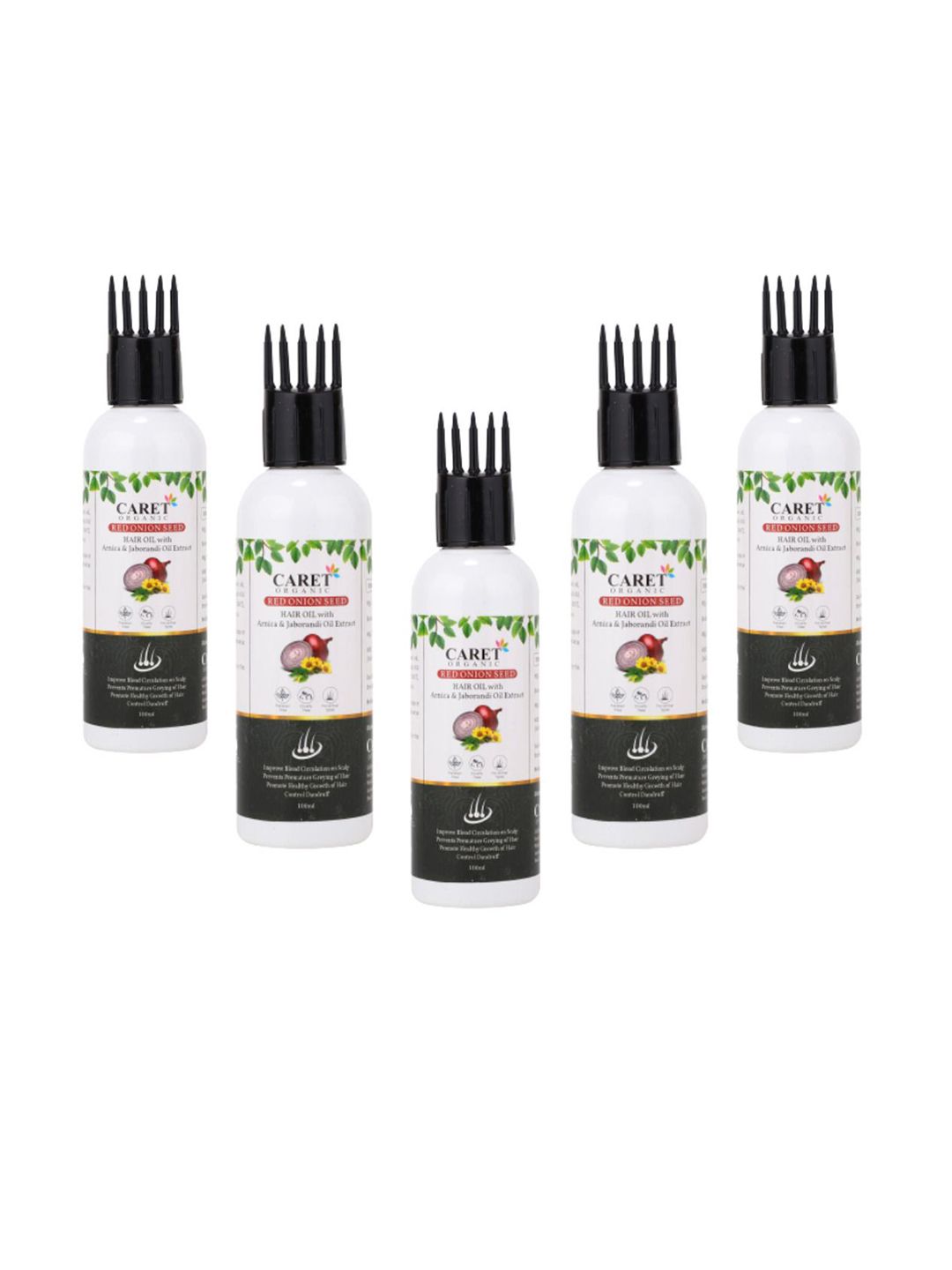 CARET ORGANIC Set Of 5 Red Onion Seed Hair Oil- 100ml Each