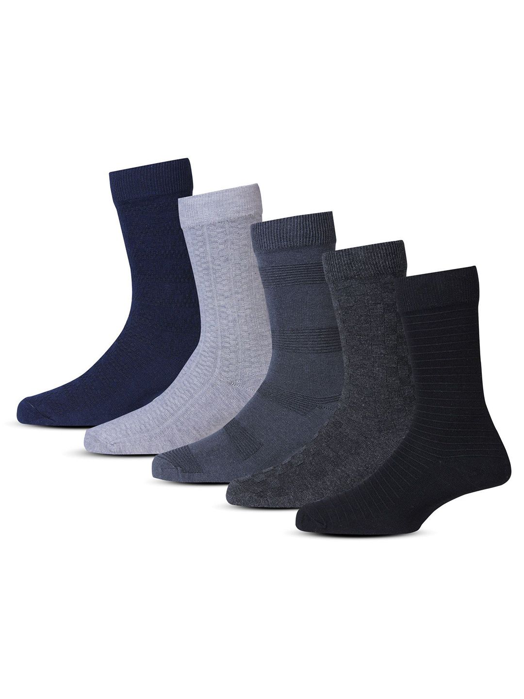 RC. ROYAL CLASS Men Pack Of 5 Patterned  Cotton Mid Calf-Length Socks