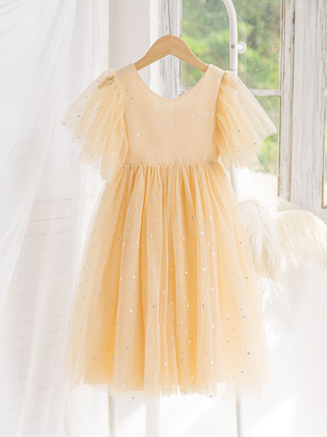 JC SPARKLE Girls Flutter Sleeve Fit and FlareDress