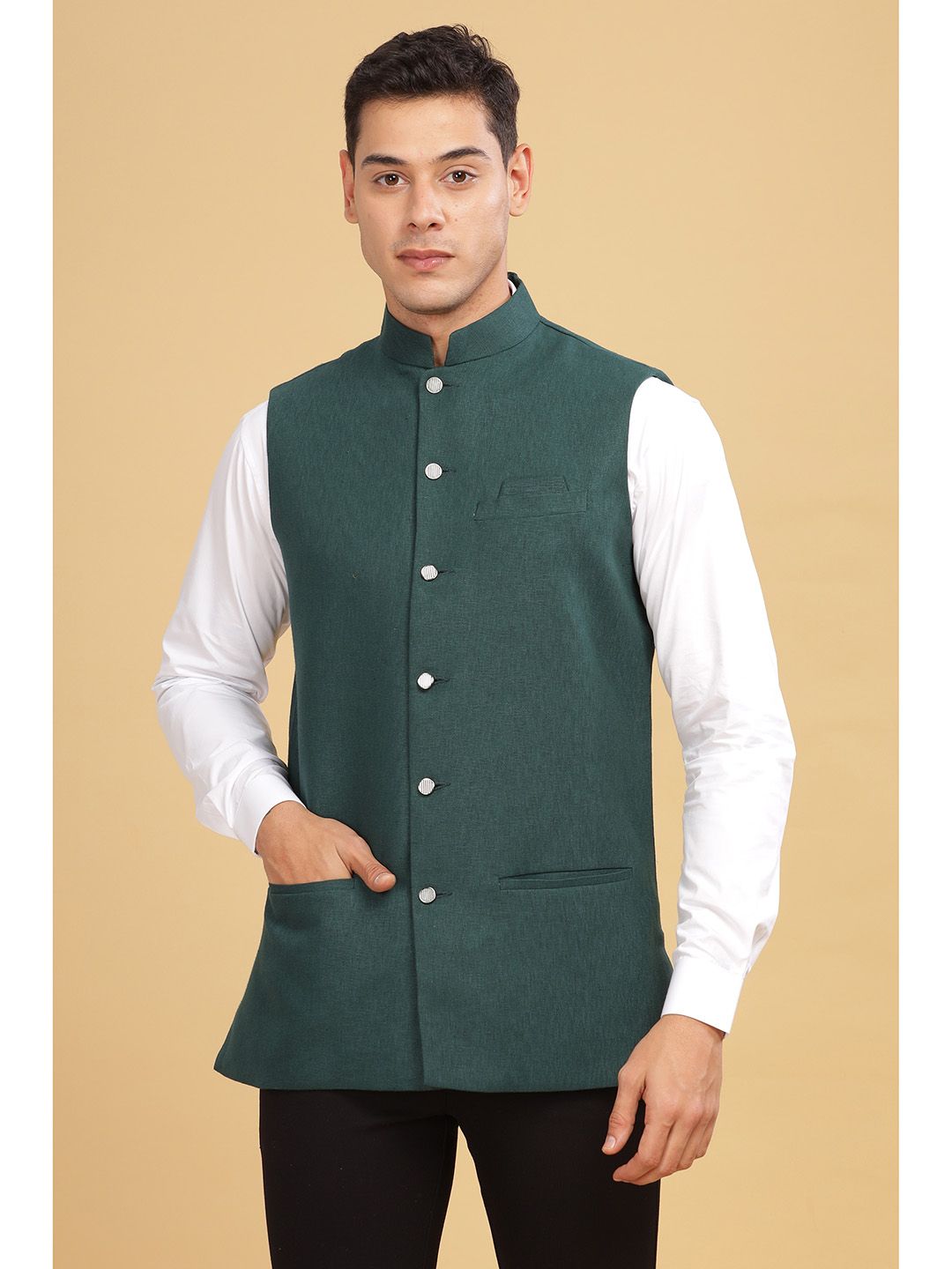 Anouk Men Cotton Woven Nehru Jackets