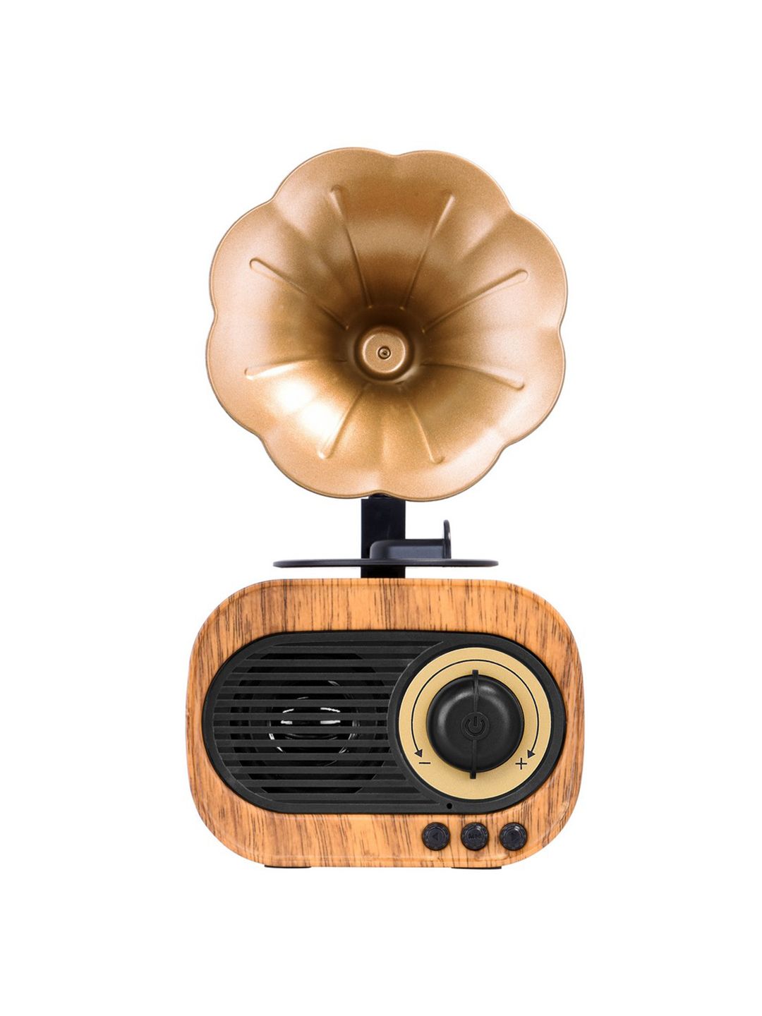 Walrus Unisex Black & Brown Textured Gramophone Bluetooth Speaker