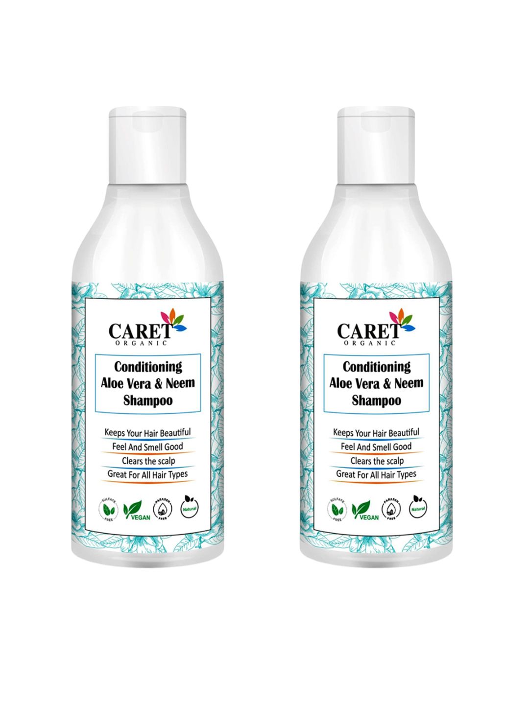 CARET ORGANIC Set Of 2 Anti-Dandruff Conditioning Aloevera & Neem Shampoo-300ml Each