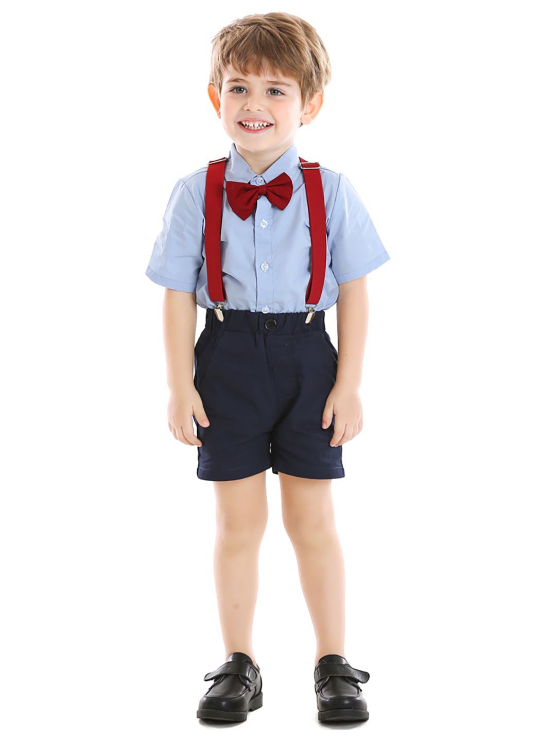 JC SPARKLE Boys Short Sleeves Shirt With Shorts And Suspenders