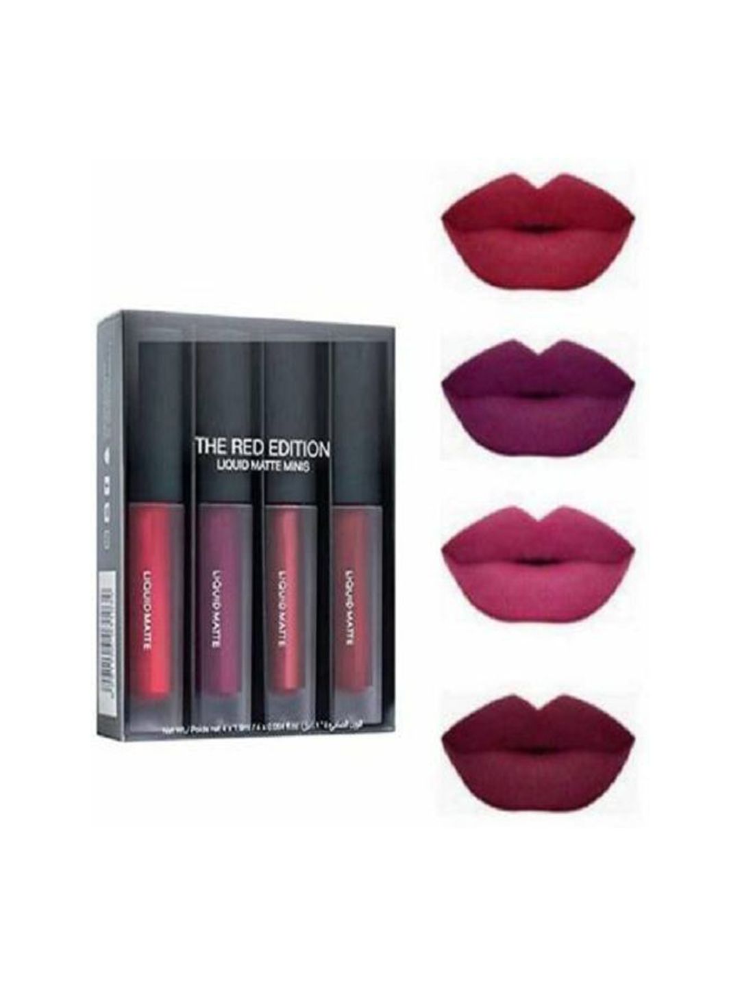YELGO Liquid lipstick Red edition minis 4 RED, 4 ml (Pack of 4) (Multicolour)