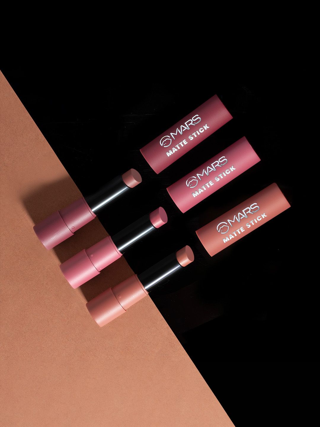 MARS Set of 3 Matte Lipsticks Box - Peaches and Nudes 02