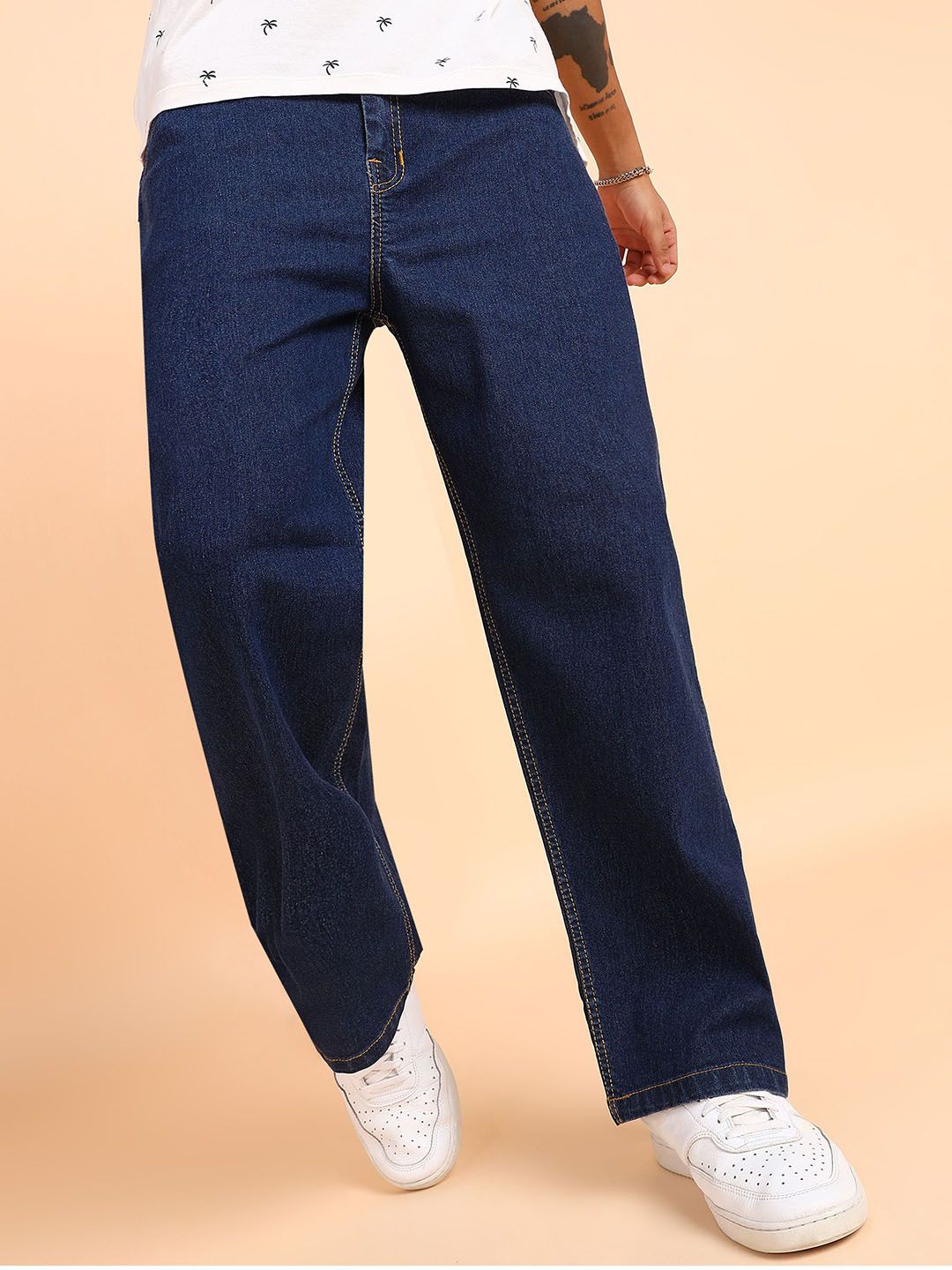 Buy MONTREZ Men Straight Fit Low Distress Light Fade Jeans - Jeans