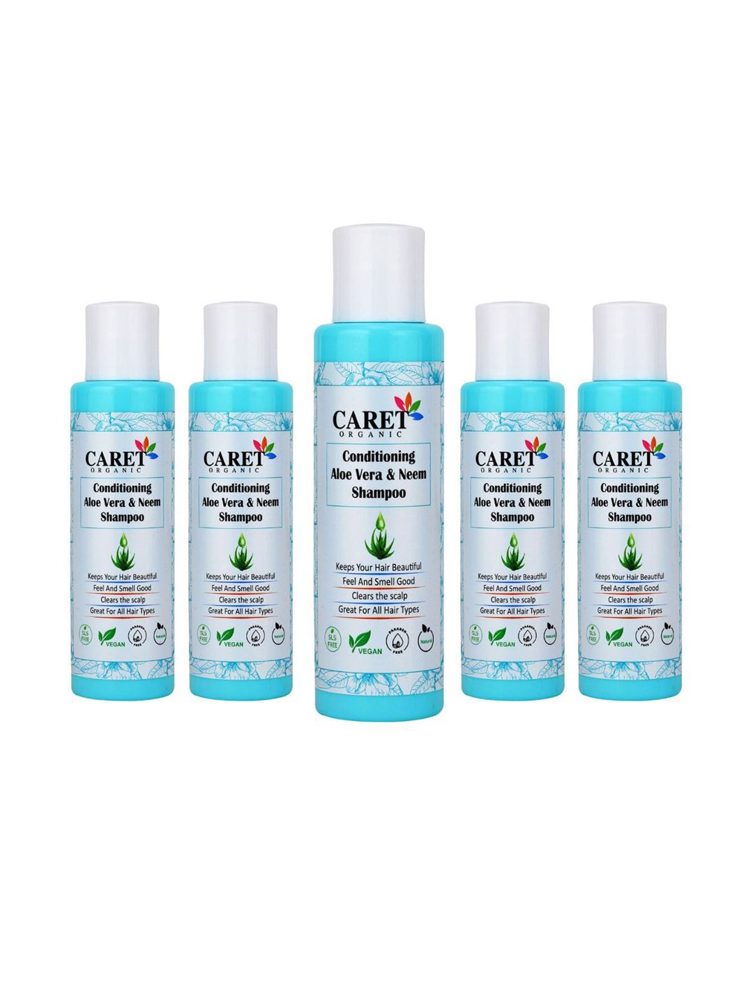 CARET ORGANIC Set Of 5 Conditioning Aloevera & Neem Dandruff Control Shampoo-100ml Each