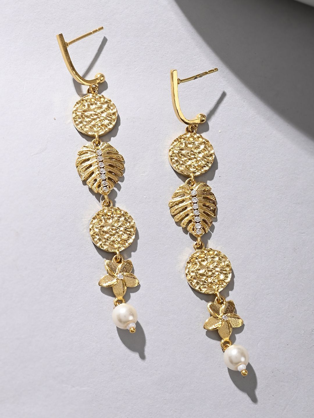 House of Pataudi Voylla Hawaii Tropical Flora Shoulder Duster Earrings