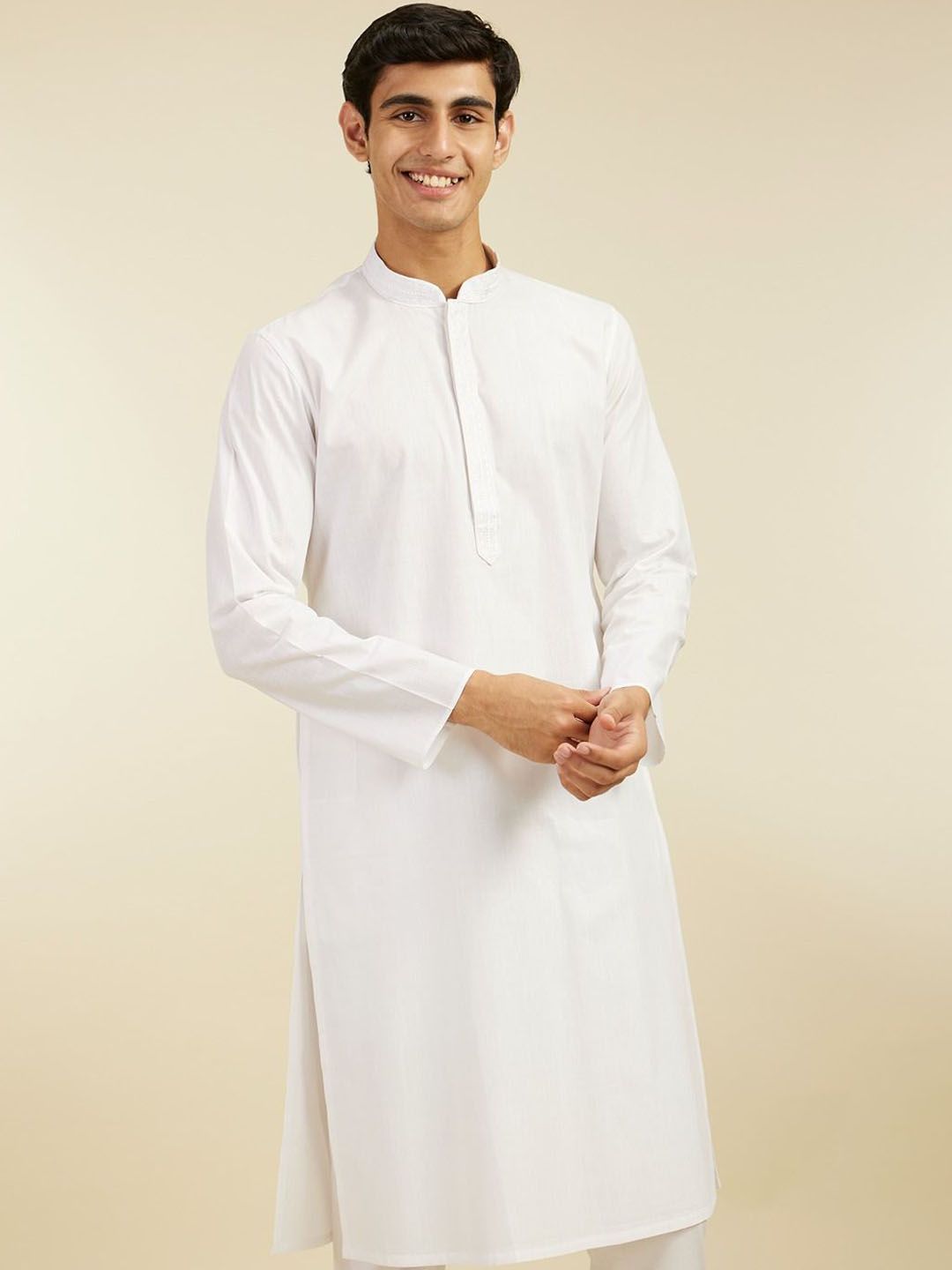 Diwas by Manyavar Mandarin Collar Pure Cotton Straight Kurta