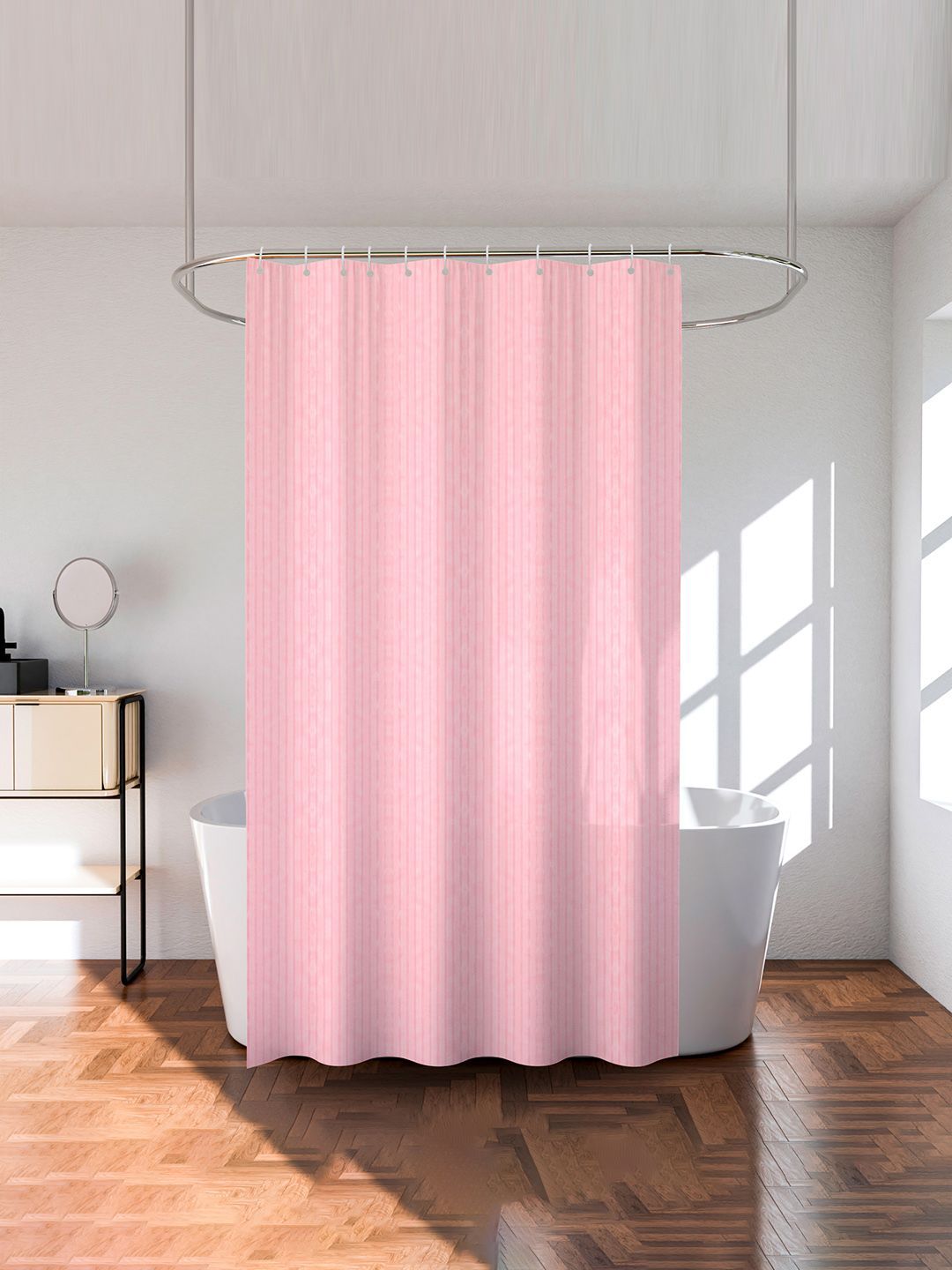Kuber Industries Pink Printed Waterproof Shower Curtains