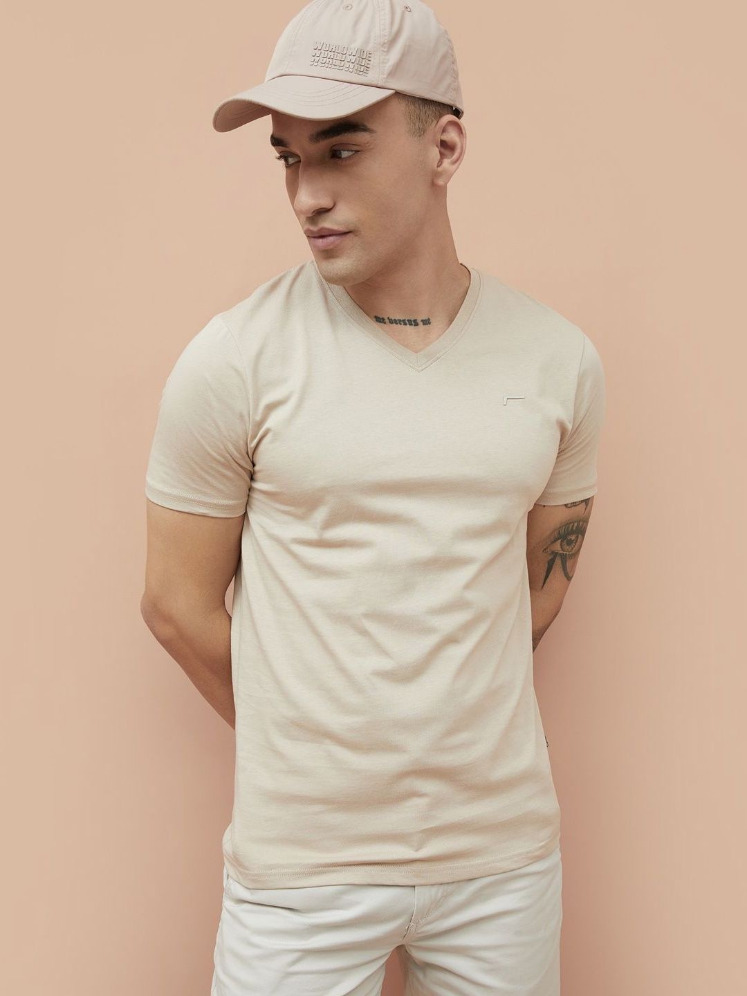 Fame Forever by Lifestyle Men Solid V neck Cotton T-shirt