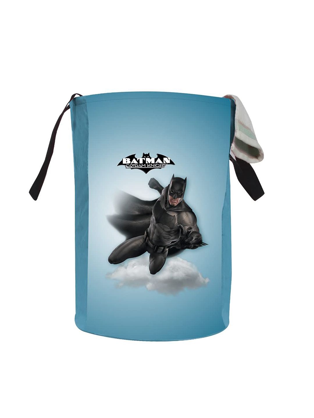 prettykrafts Blue & Black Batman Printed Foldable Laundry Bag