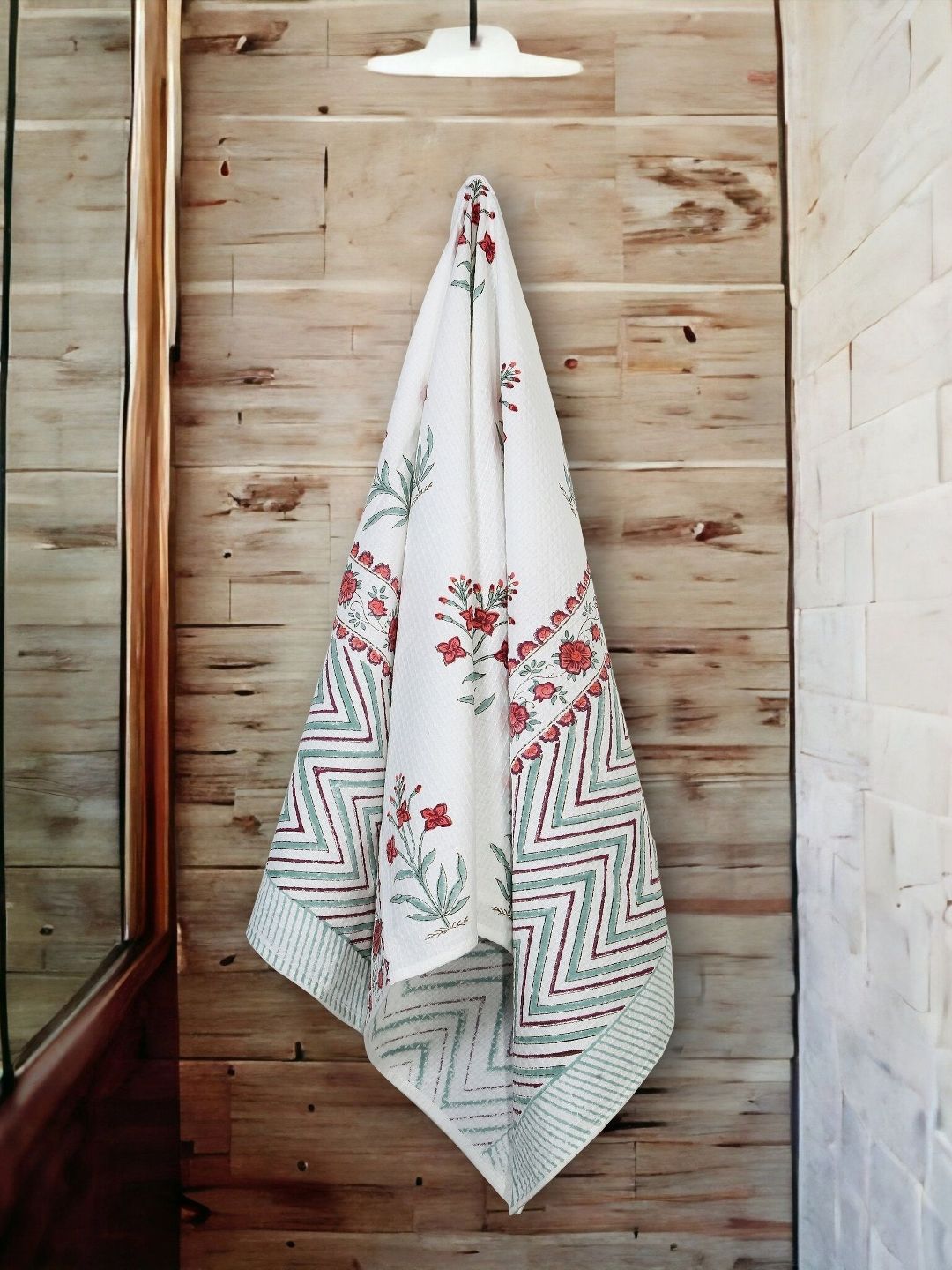 Texstylers Brown & White Printed Pure Cotton 300 GSM Bath Towel
