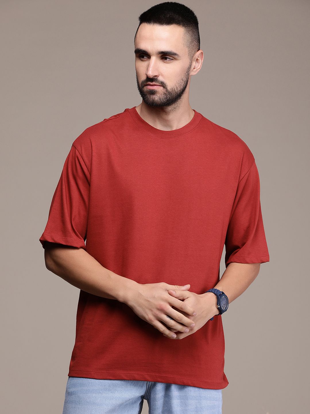 Buy The Roadster Life Co. Brand Logo Printed Drop-Shoulder Sleeves