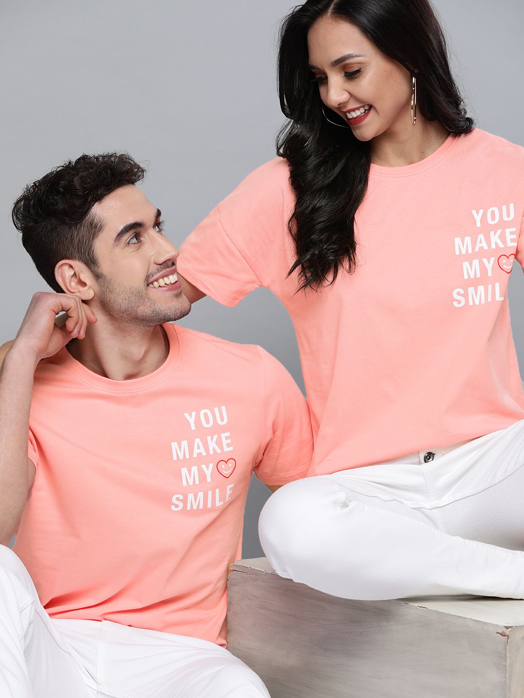 Mast & Harbour Mast Harbour Men Peach-Coloured White Printed Pure Cotton T-shirt