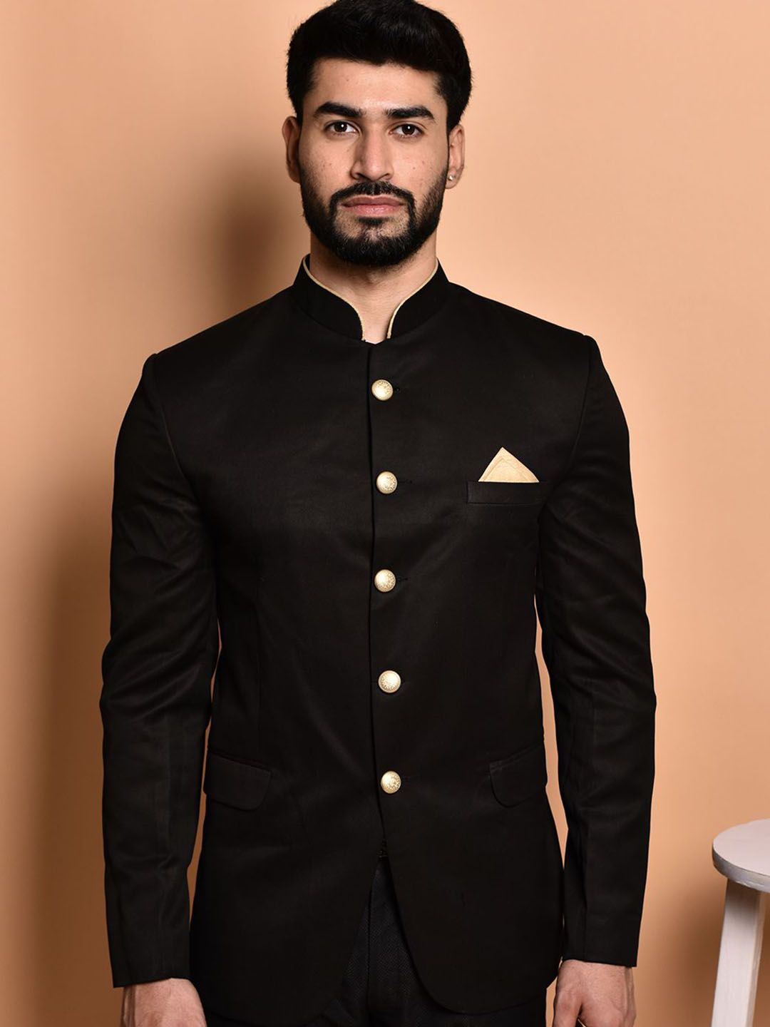 PRINTCULTR PRINTCULTR Mandarin Collar Bandhgala Casual Blazer