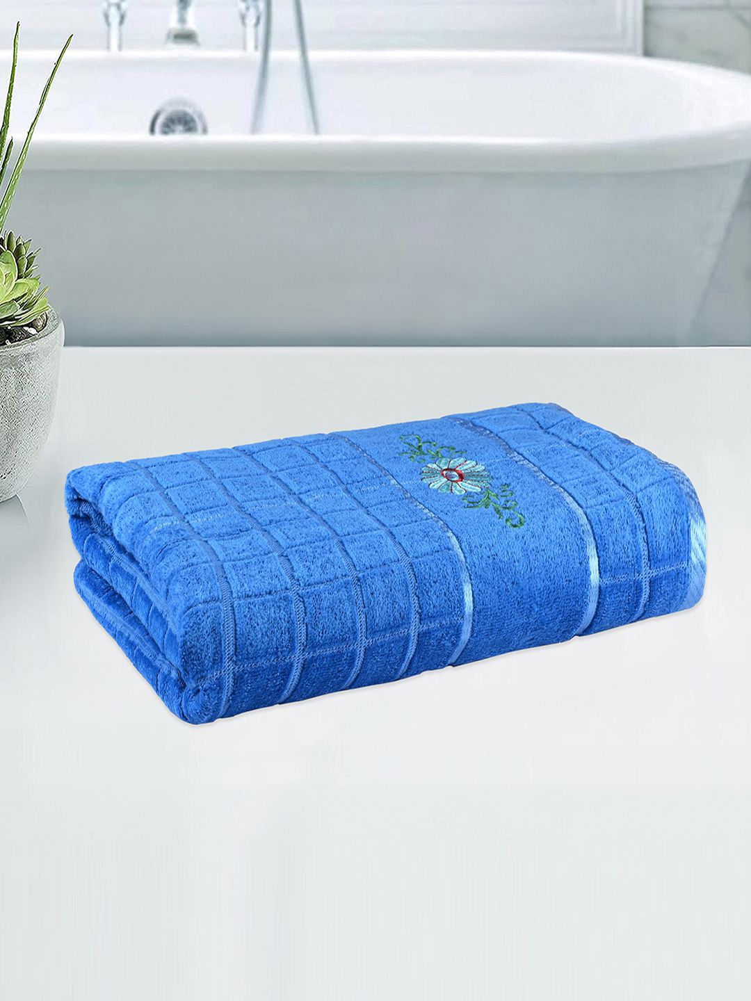 Kuber Industries Blue Striped 250 GSM Bath Towel